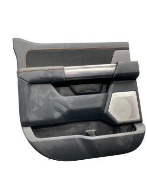 2021-2023 Ford F-150 Black Door Interior Trim Panel with Wood Grain - Rear, Left (Driver) (Used OEM)