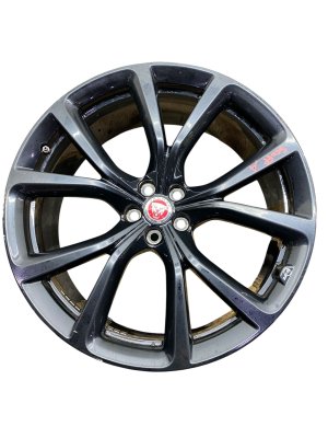 2020-2021 Jaguar F-Pace Black 22x9 5 V-Spoke Machined Black Alloy Front Wheel (Used OEM)