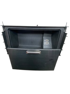 2018-2024 Ford Expedition Black Center Console Sliding Storage Tray with USB Port - Front (Used OEM)