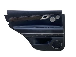 2021-2024 Genesis GV80 Black Door Interior Trim Panel with Power Sunshade and Wood Grain - Rear, Left (Driver) (Used OEM)