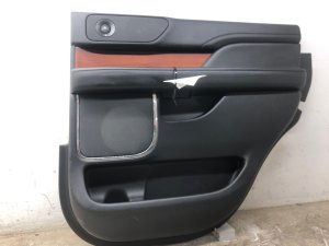 2018-2021 Lincoln Navigator Ebony (Black) Door Interior Trim Panel with Wood Trim - Rear, Right (Passenger) (Used OEM)
