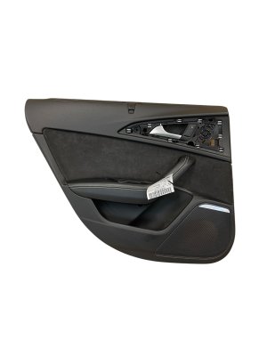 2012-2018 Audi A6 Black Door Interior Trim Panel with Sun Shade - Rear, Left (Driver) (Used OEM)
