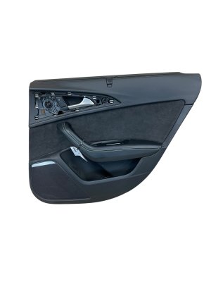 2012-2018 Audi A6 Black Door Interior Trim Panel with Sun Shade - Rear, Right (Passenger) (Used OEM)