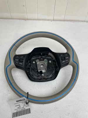 2014-2021 BMW i3 Beige Leather Steering Wheel Assembly with Controls (Used OEM)