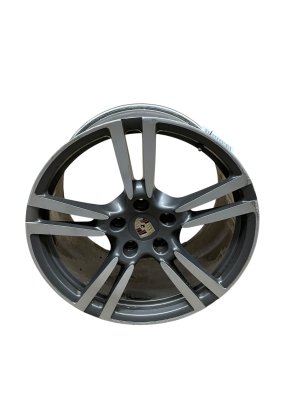 2010-2016 Porsche Panamera Silver 20-Inch 5 Double-Spoke Machined Black Alloy Wheel - Rear (Used OEM)