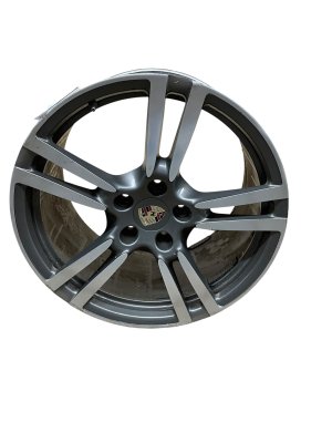 2010-2016 Porsche Panamera Silver 20-Inch 5 Double-Spoke Machined Black Alloy Wheel - Rear (Used OEM)