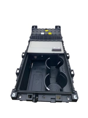 2023-2025 Hyundai Palisade Beige Center Console Cup Holder and Wireless Charger Storage Bin - Front (Used OEM)