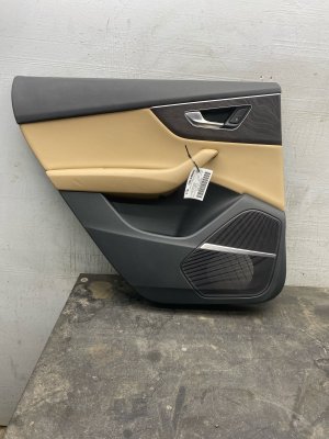 2019-2025 Audi Q8 Beige Door Interior Trim Panel with Bang & Olufsen Audio and Sunshade Slot - Rear, Left (Driver) (Used OEM)