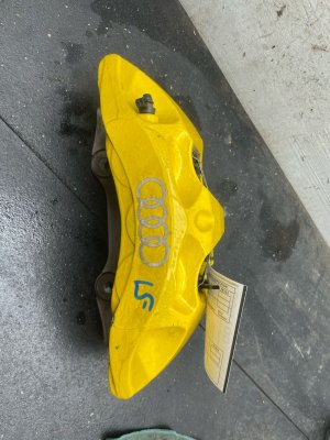 2017-2025 Audi Q7 Yellow 6-Piston Disc Brake Caliper Assembly - Front, Left (Driver) (Used OEM)