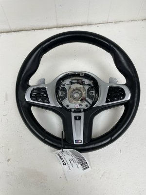 2018-2024 BMW X3 Black Heated Leather Steering Wheel Assembly with Controls and Paddle Shifters (Used OEM)