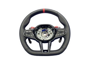 2023-2026 BMW M2 Black M Sport Heated Leather and Carbon Fiber Steering Wheel - Front (Used OEM)