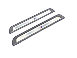 2021-2026 BMW M3 Silver Illuminated Door Sill Trim Cover Plate Set - Front (Used OEM)