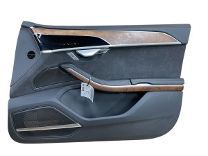 2019-2024 Audi A8 Black Door Interior Trim Panel with Wood Trim - Front, Right (Passenger) (Used OEM)