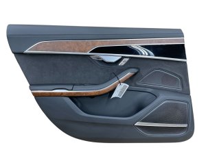 2019-2023 Audi A8 Black Door Interior Trim Panel with Wood Trim - Front, Left (Driver) (Used OEM)