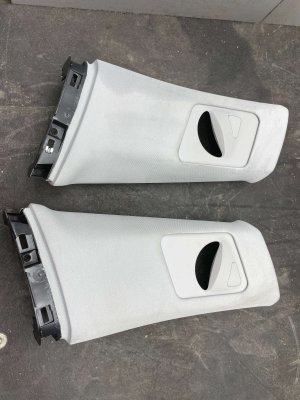  Tesla Model 3 Gray B-Pillar Exterior Trim Panel Set (Used OEM)