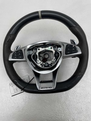 2017-2019 Mercedes-Benz GLA250 AMG Sport Leather Steering Wheel Assembly with Controls (Used OEM)