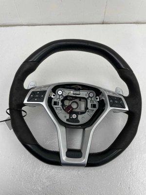 2012-2015 Mercedes-Benz C280 Black Leather Steering Wheel with Control Switches - Front (Used OEM)