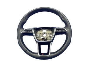 2019-2024 Audi A6 Black Heated Sport Leather Steering Wheel - Front (Used OEM)