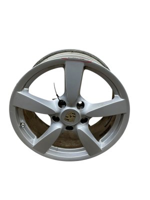 2005-2008 Porsche Boxster Silver 18x8 5-Spoke Silver Painted Alloy Wheel (Used OEM)