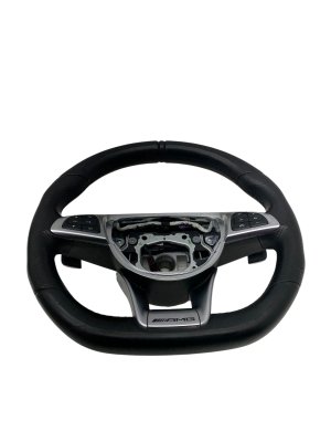 2015-2018 Mercedes-Benz C280 Black Leather Steering Wheel with Blind Spot Assist - Front (Used OEM)