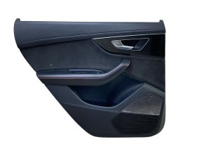 2019-2025 Audi Q8 Black w/ Red Stitching Door Interior Trim Panel with Window Blind - Rear, Left (Driver) (Used OEM)