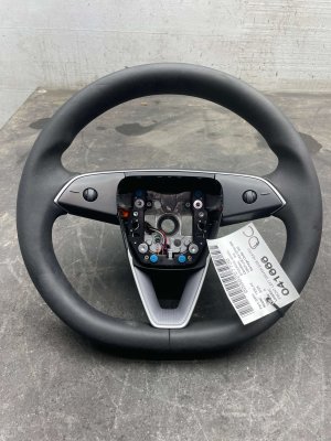  Tesla Model 3 Black Heated Stalkless Steering Wheel with Control Buttons - Front (Used OEM)
