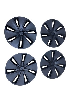  Tesla Model 3 Black 18-Inch Photon Wheel Center Hubcap Set - Front (Used OEM)