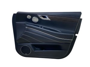 2021-2024 Genesis GV80 Black Door Interior Trim Panel with Wood Grain and Premium Audio - Front, Right (Passenger) (Used OEM)
