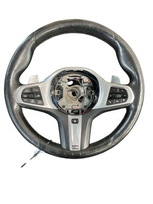 2018-2022 BMW X3 Black Heated Leather M Sport Steering Wheel Assembly with Controls and Paddles (Used OEM)