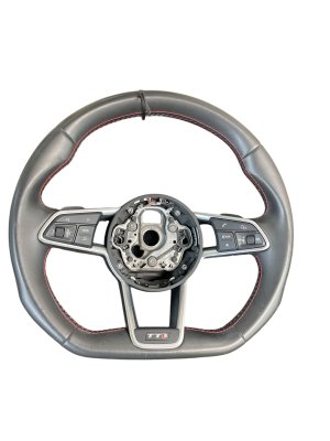 2016-2023 Audi TT Red Flat Bottom Steering Wheel with Red Stitching and Controls (Used OEM)