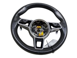 2015-2018 Porsche Macan Black Heated Alcantara and Leather Steering Wheel - Front (Used OEM)