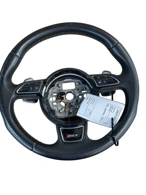 2012-2018 Audi A6 Black Leather Steering Wheel Assembly (Used OEM)