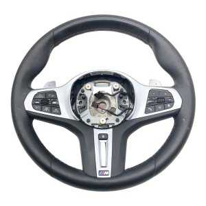 2018-2024 BMW X3 Black Heated Leather Steering Wheel with Controls - Front (Used OEM)