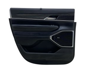 2022-2025 Jeep Wagoneer Door Interior Trim Panel with Wood Trim and Sun Shade - Rear, Left (Driver) (Used OEM)