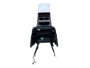 2021-2026 Tesla X White Front Center Console Panel with Wood Trim and Rear Screen (Used OEM)