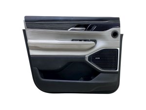 2022-2024 Jeep Wagoneer Beige Door Interior Trim Panel with Courtesy Lamp and Wood Grain Molding - Front, Left (Driver) (Used OEM)