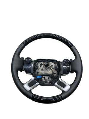 2013-2021 Land Rover Range Rover Ebony (Black) Heated Wood Trim Steering Wheel with Paddle Shifters (Used OEM)