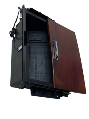 2020-2022 Ford F-550 Super Duty Brown Sliding Storage Tray Trim with Wireless Charger - Front (Used OEM)