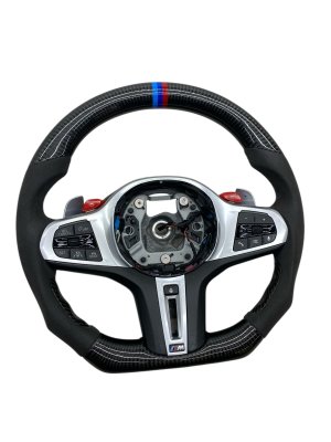 2020-2024 BMW X3 Black Heated Carbon Fiber and Alcantara Steering Wheel with Paddle Shifters (Used OEM)