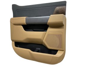 2022-2024 Ford F-150 Lightning Black Door Interior Trim Panel with Handle and Switches - Rear, Left (Driver) (Used OEM)