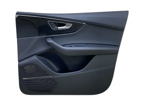 2019-2026 Audi Q8 Black Door Interior Trim Panel with Leather and Wood Trim - Front, Right (Passenger) (Used OEM)
