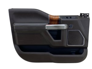 2018-2020 Ford F-150 Java (Brown) Door Interior Trim Panel with Wood Grain Molding - Front, Left (Driver) (Used OEM)