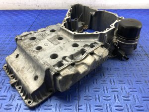 2016-2019 BMW 750i Upper and Lower Engine Oil Pan Assembly with Baffle (Used OEM)