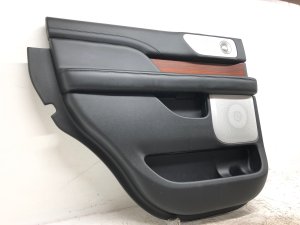 2018-2024 Lincoln Navigator Ebony (Black) Door Interior Trim Panel with 20-Speaker Audio and Wood Trim - Rear, Left (Driver) (Used OEM)