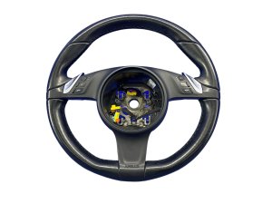 2012-2016 Porsche Panamera Black Sport Heated Leather Steering Wheel - Front (Used OEM)