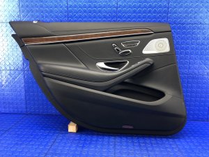 2014-2017 Mercedes-Benz S320 Black Door Interior Trim Panel with Burmester Audio and Sunshade - Rear, Left (Driver) (Used OEM)