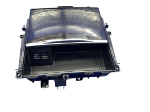 2021-2023 Genesis G80 Black Center Console Storage Tray with Charge Port and Sliding Door - Front (Used OEM)