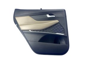 2021-2023 Hyundai Santa Fe Black Door Interior Trim Panel with Sunshade and Power Child Lock - Rear, Left (Driver) (Used OEM)