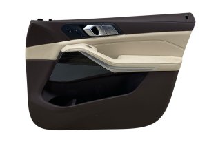 2020-2021 BMW X3 Beige Illuminated Leather Door Interior Trim Panel with Memory - Front, Right (Passenger) (Used OEM)