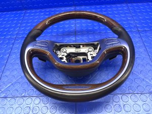 2014-2017 Mercedes-Benz S320 Black Heated Leather and Walnut Wood Steering Wheel with Lane Assist (Used OEM)